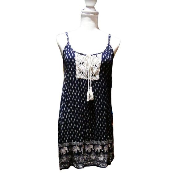 Med Navy Blue Spaghetti Strap Midi Dress - Picture 1 of 6